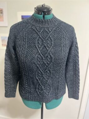 Abercrombie & Fitch Blue Cable Crewneck Sweater